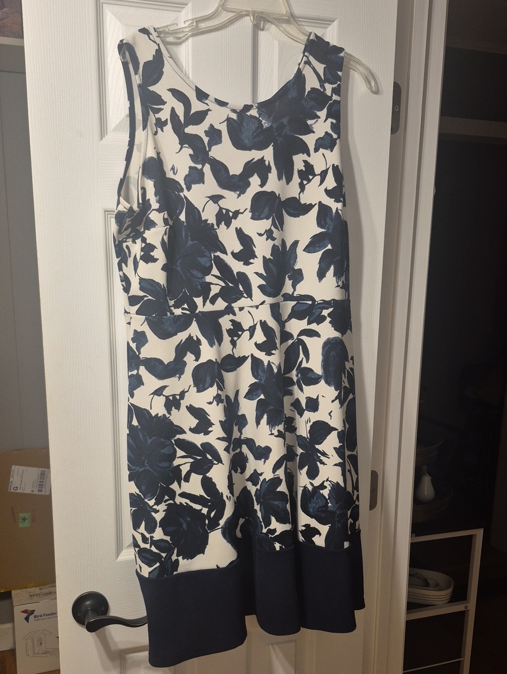 Gilli White Midi Dress with Navy Floral Print